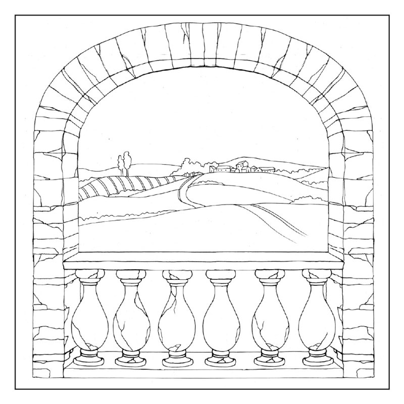 Салфетка рисовая с контуром рисунка "Деревенская арка"  Stamperia DFTM17